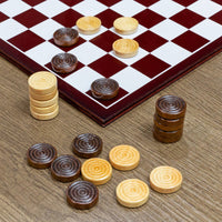 Attatoy Classic Wooden Checkers in Natural Wood Color 24 pc