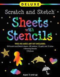 Deluxe Scratch and Sketch Kit (50 Assorted Sheets with Bonus Stencils)