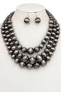 TRIPLE LAYERED BEAD NECKLACE SET