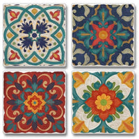 Spanish Villa Assorted Image Tumbled Tile Coaster 4 Pack