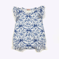 Preppy Blue Bow Baby Romper