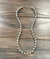739406, Handmade Rondelle Silver Navajo Bead Necklace