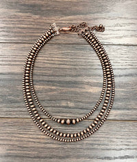 739456, 18-inch 3-strand Copper Navajo Bead Necklace