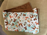 CUDDLE BLANKET Forest animals Aqua/tan