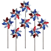 Red, White & Blue Sparkle Pinwheel Spinner - 8 PC