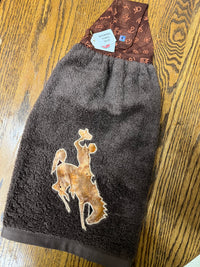 Wyoming Bucking Horse Towel - Tan Horse w/Brands