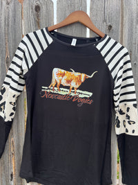 Black Stripe Animal Print Nancy Top with Dogie