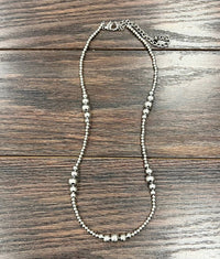 738056, Handmade Silver Navajo Bead Necklace