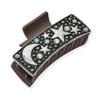 Western Crecent moon and star rectangular grande hair claw