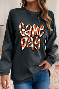 Chenille Checkered Game Day Graphic Sweatshirt