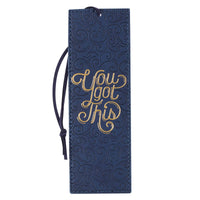 Bookmark Faux Leather Blue You Got This