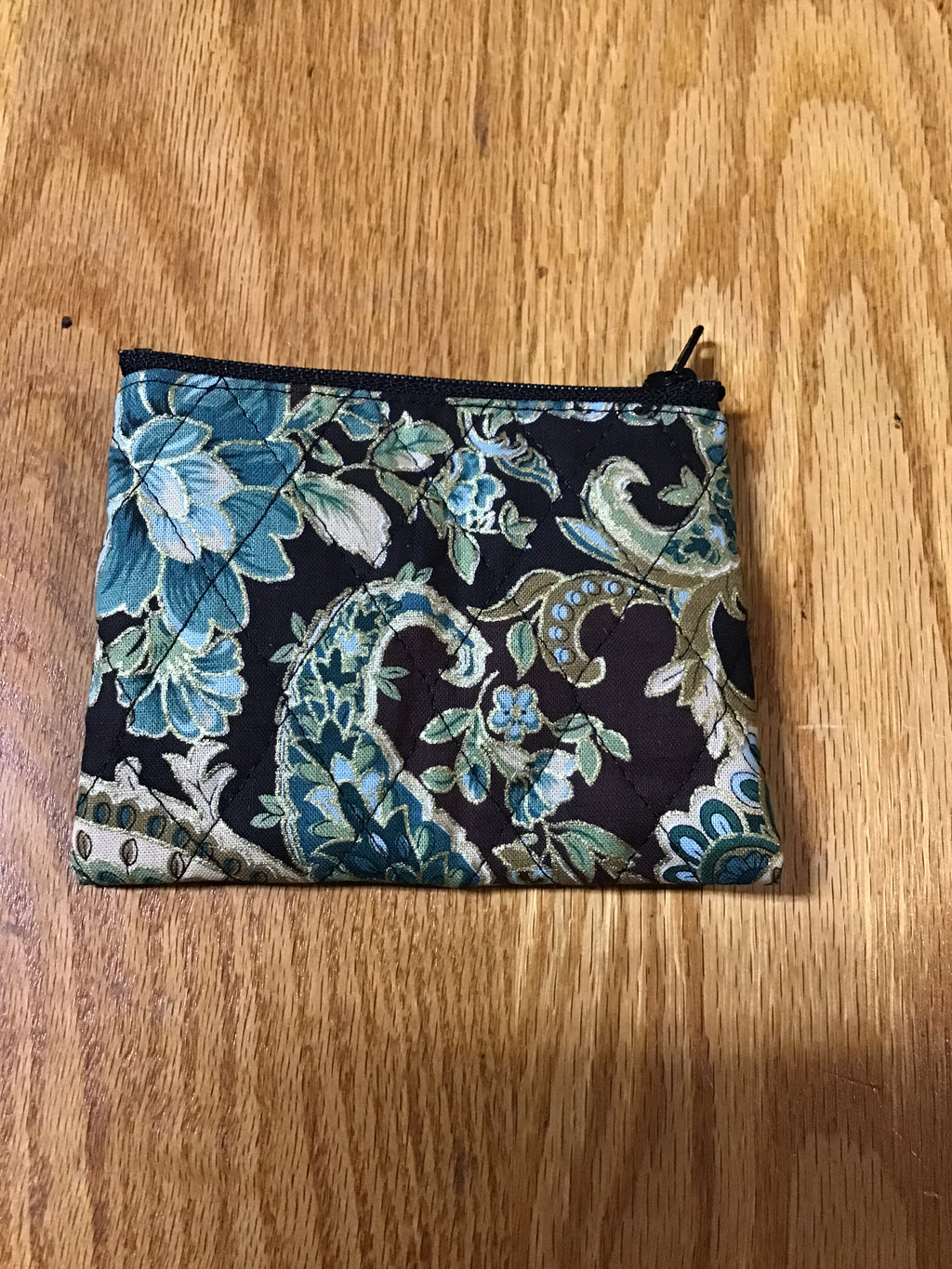 #19 Teal/Brown Paisley Mini Zip Case Pouch