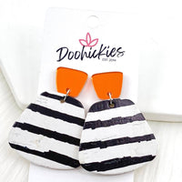 Dogie Black and Orange Bell Stripes Earrings