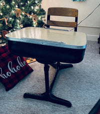 Black metal vintage student desk