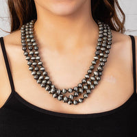 Layered Navajo Pearl Necklace Silver