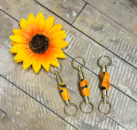 Michael Hodge Epoxy Double Keychains-Orange and Black-Dogie