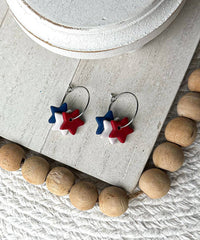 Polymer Clay Earrings - Patriotic Stars