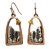 Two Tone Metal Tree Earrings