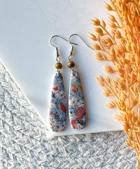 Polymer Clay Earrings - Polymer Clay Earrings - Everyday - Fancy ScallopFloral Print