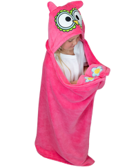 Wearable Hooded Fleece Blankets For Kids - Owl