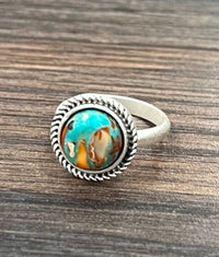 750572, 10mm Round Gemstone, Brass Adjustable Ring