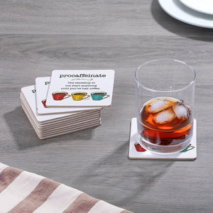 "Pro-caffeinate" Multi-Use Cork Back Paper Bar Coasters