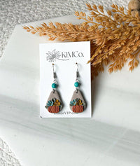Polymer Clay Earrings - Floral Pumpkin