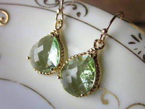 Prasiolite Earrings Green Gold