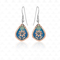 F 24 Light blue floral design earrings