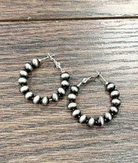 724502, Navajo Bead Hoop Earrings