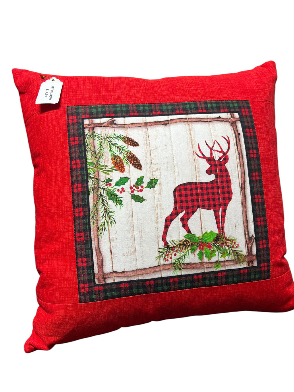 Plaid Deer Pillow #C5