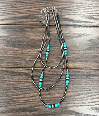 735603, Handmade 22" Navajo Turquoise Necklace
