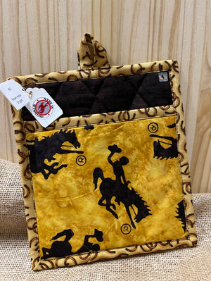 #Wyoming Pocket Mitt #13 Brown Horse on Gold