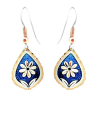F 03 Blue floral design earrings