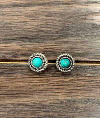 722778, Round Turquoise Stud Earrings