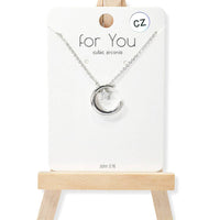 Crescent moon dainty star cubic zirconia necklace
