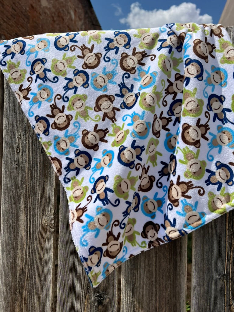 Baby Cuddle Blanket #58 Monkeys - Blue