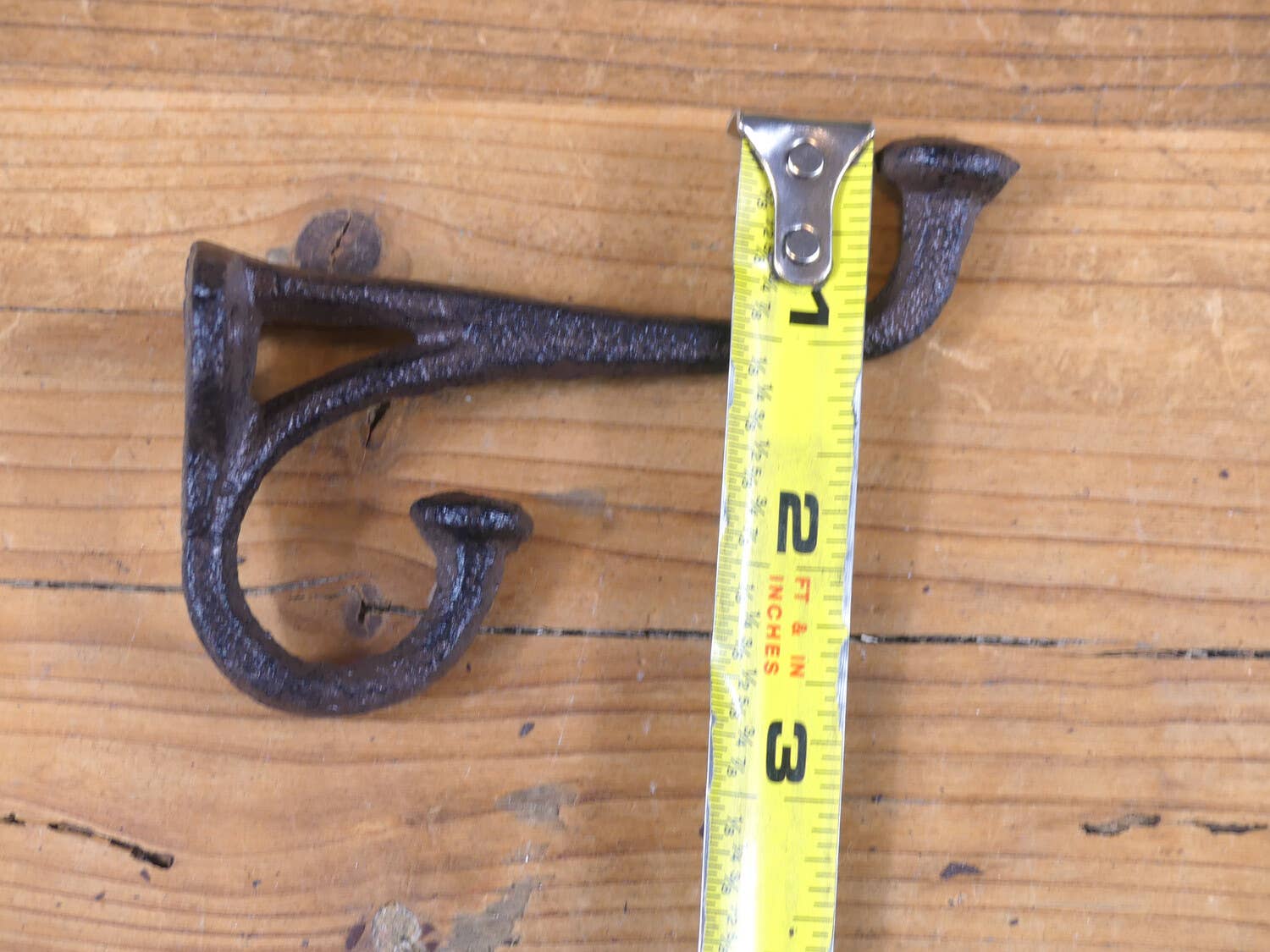 Rustic Cast Iron Flat End Hook, 4" Long