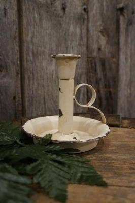 Cream Metal Candle Holder