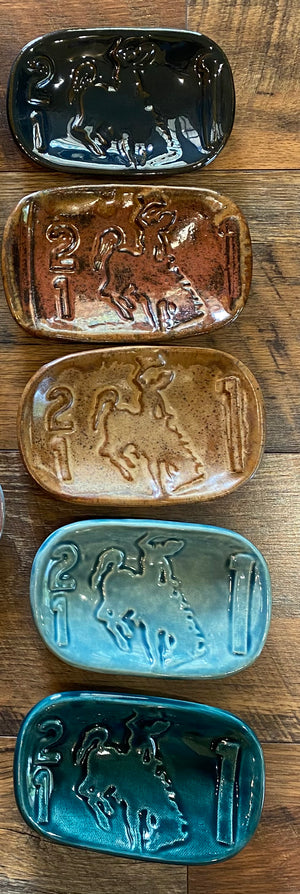 Wyoming Pottery License Plate Soap Dishes