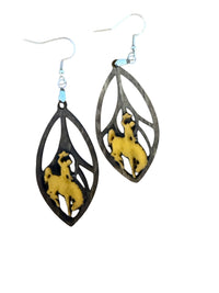 Bucking Horse on a Cathedral Leaf Earrings