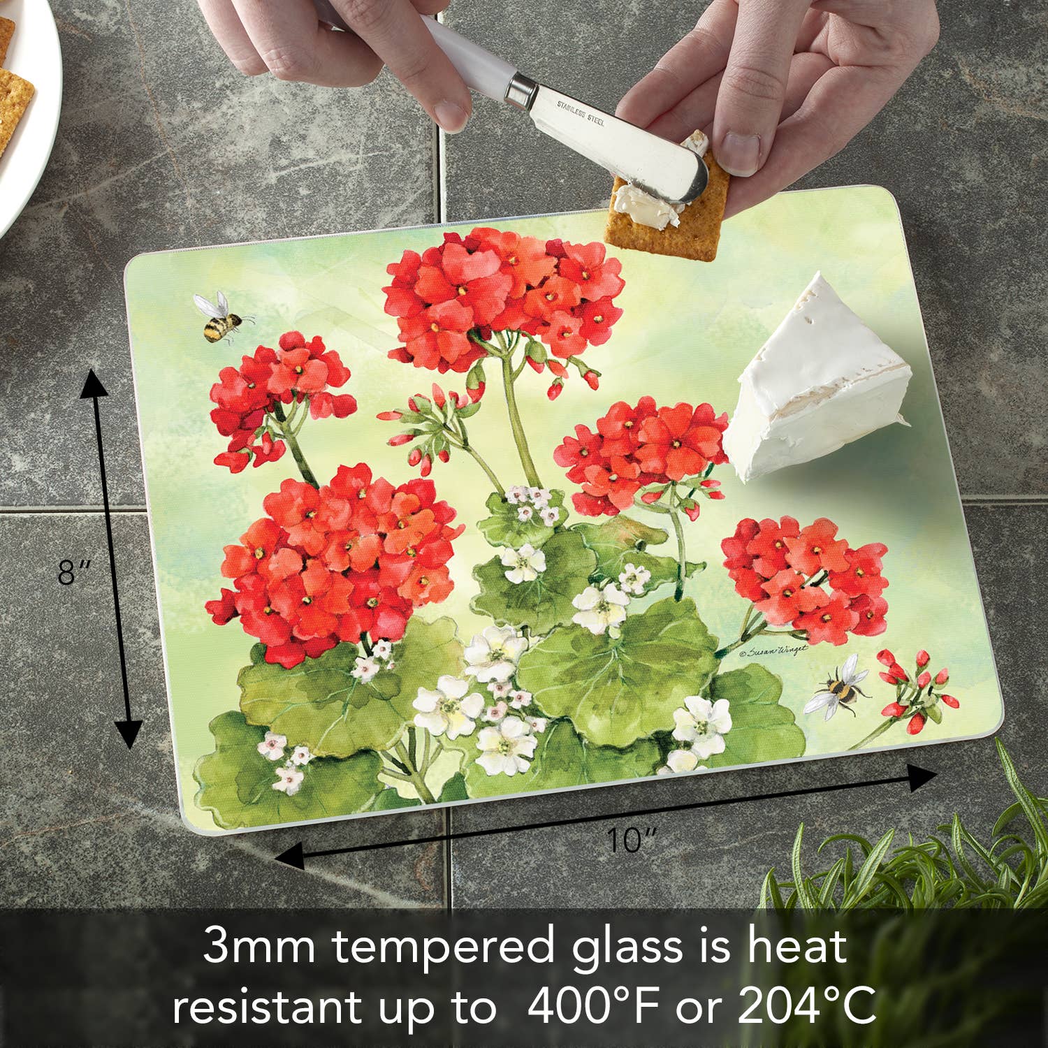 "Nature's Grace" Tempered Glass Cutting Board 10" x 8"