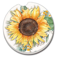 Sunflower Fields Absorbent Stone Car Coaster 1 Pk