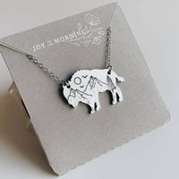 Mountain Bison Necklace, Buffalo, Hand Stamped Necklace