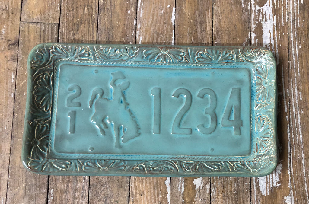 Wyoming Pottery Large Rectangle License Plate Sage Green