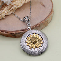 Vintage Memories Silver Gold Flower Locket Necklace