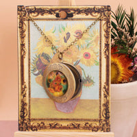 Sunflowers Fine Art Gold Locket Necklace