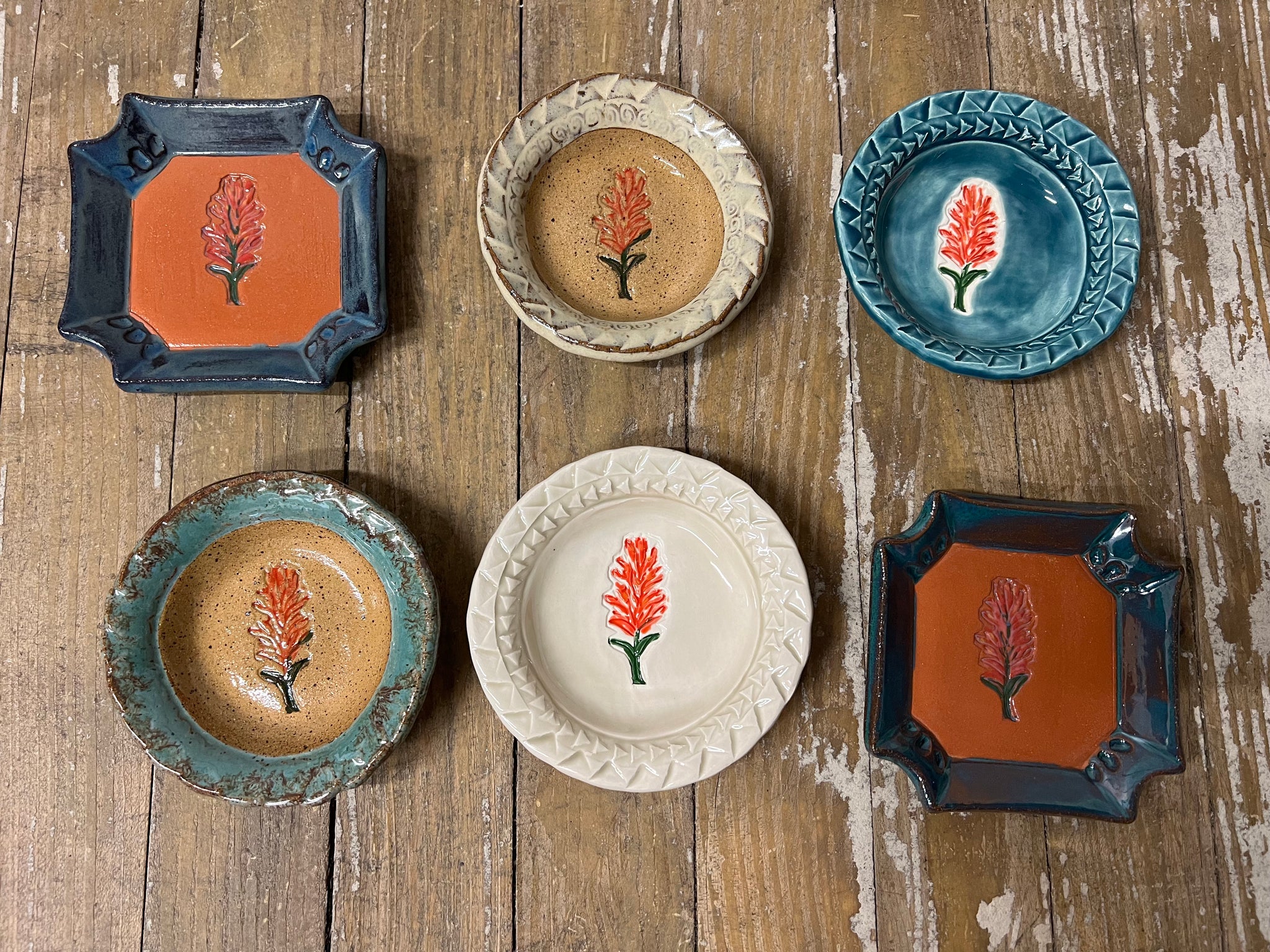 Wyoming Pottery Bitty Dishes with Indian Paintbrush