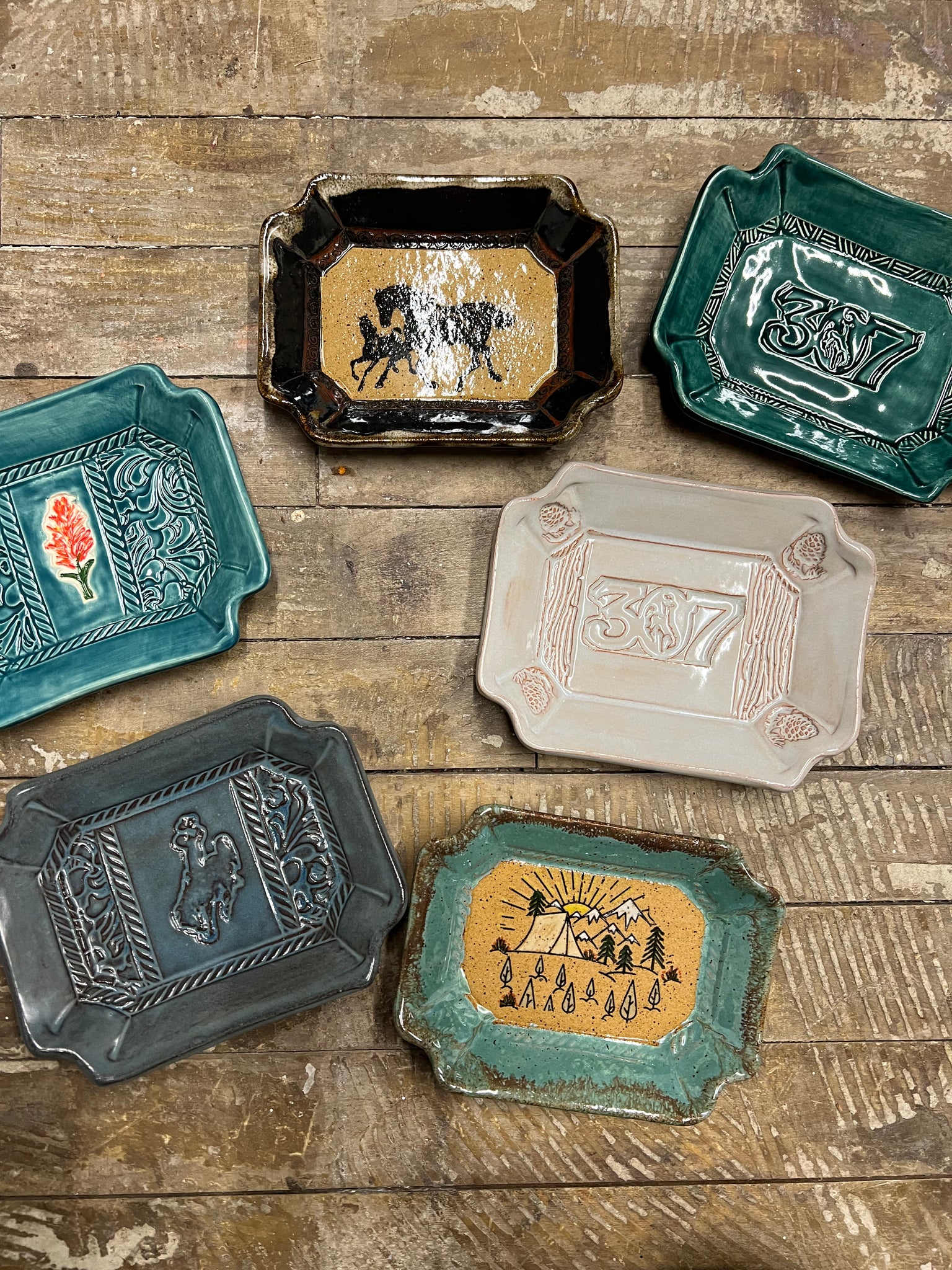 Wyoming Pottery Deco Soap Dishes