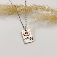 True North Necklace, North Star and Mountains: Gold Star